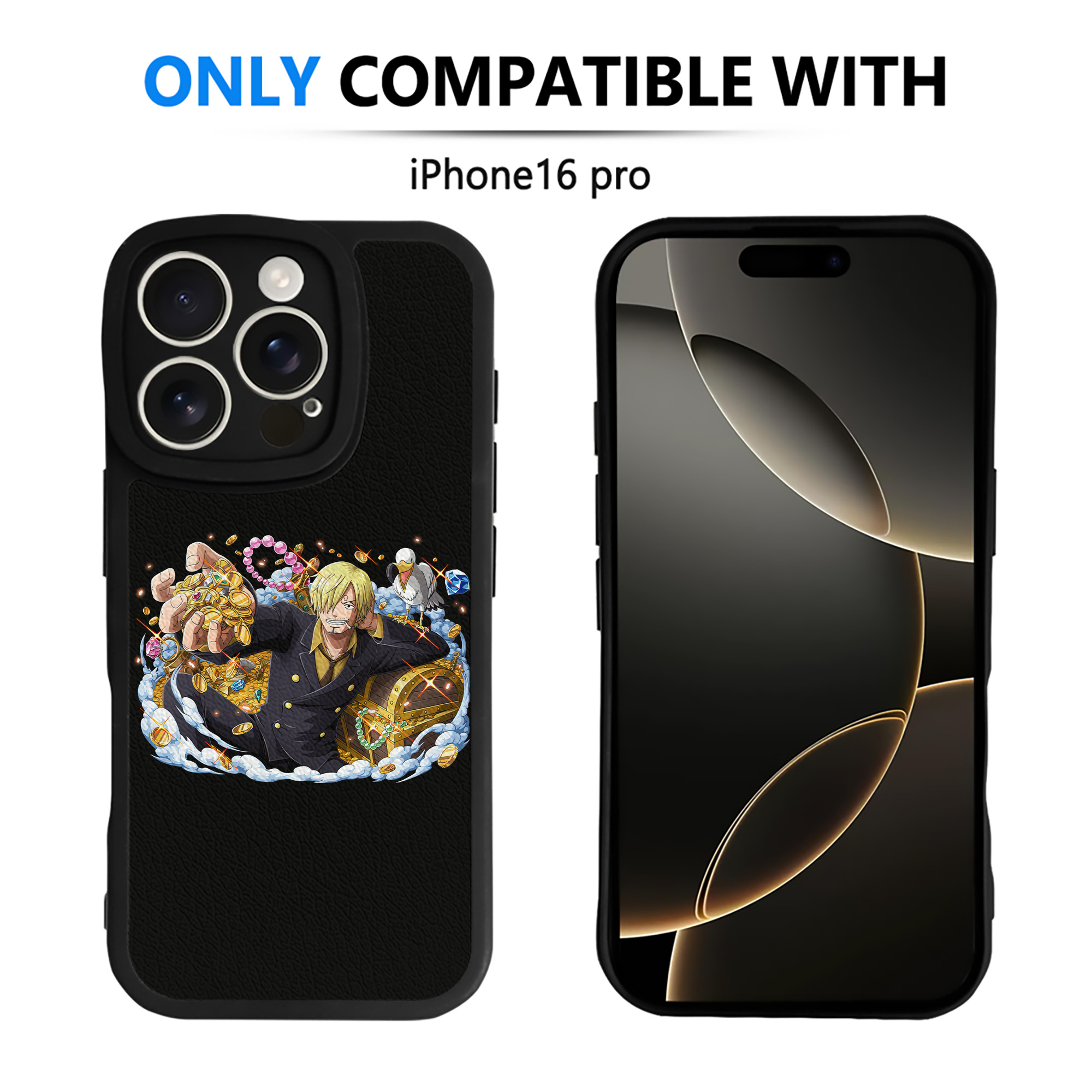 （画像用） ワンピース サンジ ONE PIECE Sanji 【iPhone 16シリーズ対応】シリコンスマホケース（レザー調） 材質：シリコン
